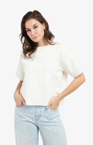 Yaya Short sleeve sweater with seam details 01-000562-603