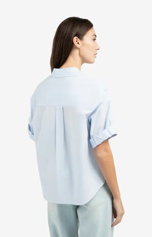 Yaya Blouse with short rolled-up sleeves and collar ice blue