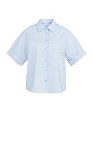 Yaya Blouse with short rolled-up sleeves and collar ice blue