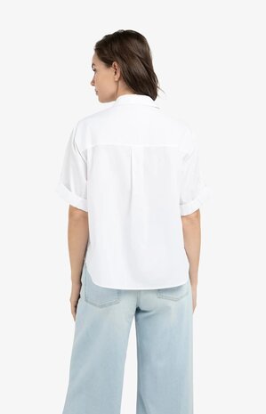 Yaya Blouse with short rolled-up sleeves and collar pure white