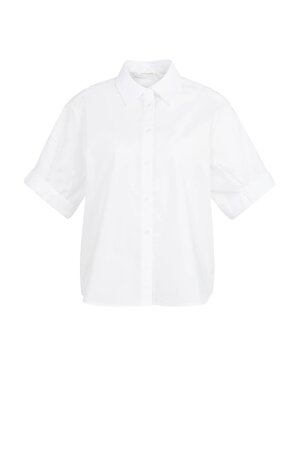 Yaya Blouse with short rolled-up sleeves and collar pure white