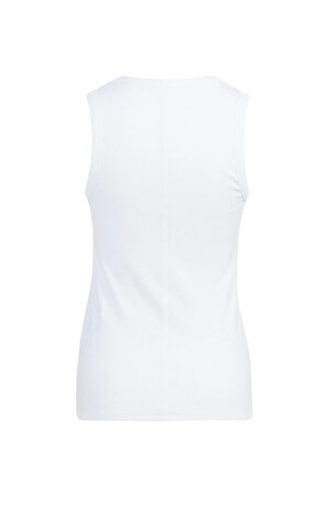 Yaya Ribbed singlet with round neckline pure white