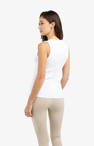 Yaya Ribbed singlet with round neckline pure white