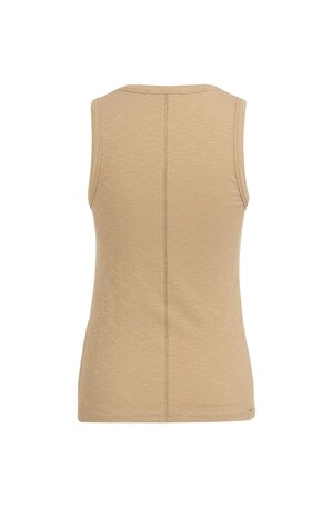Yaya Ribbed singlet with round neckline tan brown