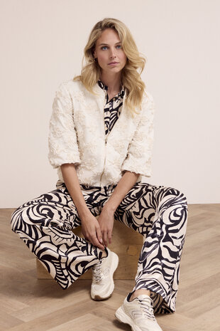 Tramontana 3D Flower Lace Jacket  Stone