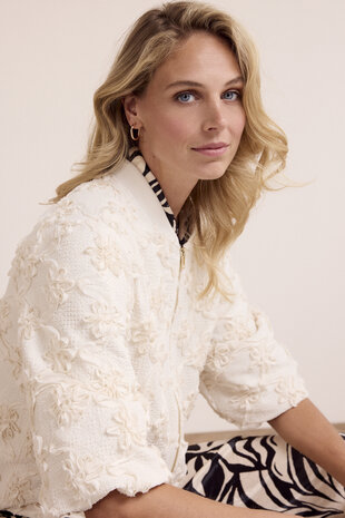 Tramontana 3D Flower Lace Jacket  Stone