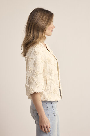 Tramontana 3D Flower Lace Jacket  Stone