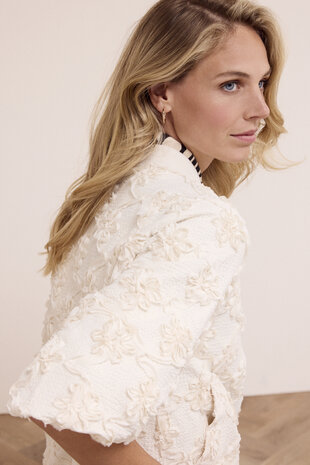 Tramontana 3D Flower Lace Jacket  Stone