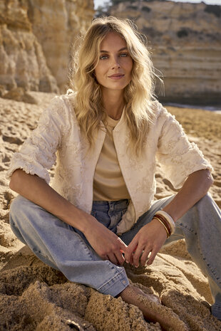 Tramontana 3D Flower Lace Jacket  Stone