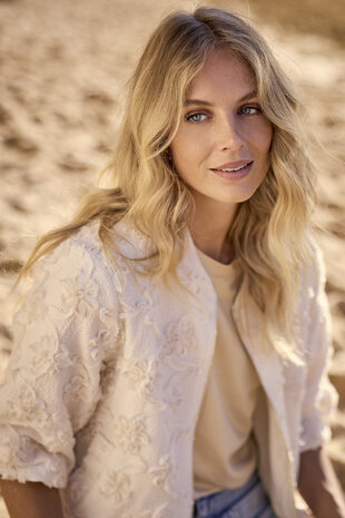 Tramontana 3D Flower Lace Jacket  Stone