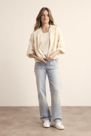 Tramontana 3D Flower Lace Jacket  Stone