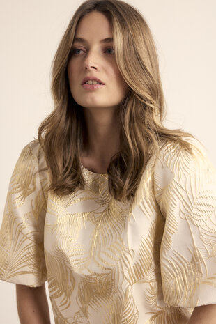 Tramontana Palm Jacquard Top  StoneJacquard