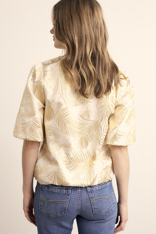 Tramontana Palm Jacquard Top  StoneJacquard
