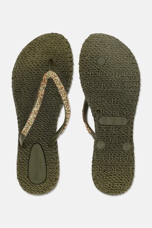 Ilse Jacobsen Flip Flops with Rhinestones Army