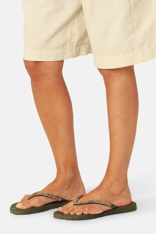 Ilse Jacobsen Flip Flops with Rhinestones Army