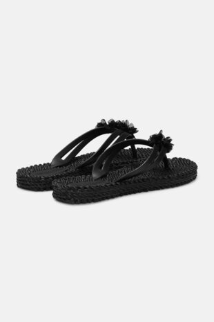 Ilse Jacobsen Flip Flops with Flowers Black