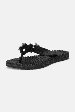 Ilse Jacobsen Flip Flops with Flowers Black