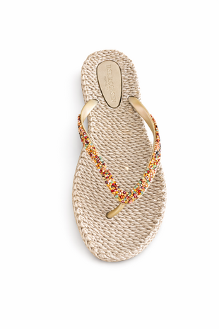 Ilse Jacobsen Flip Flops with Rhinestones Platin