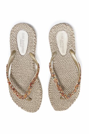Ilse Jacobsen Flip Flops with Rhinestones Platin