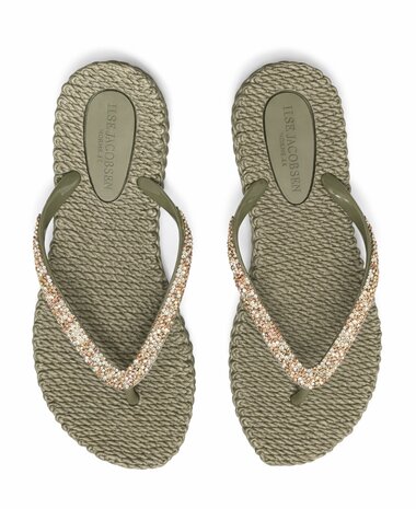 Ilse Jacobsen Flip Flops with Rhinestones Army