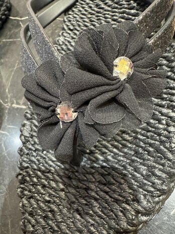 Ilse Jacobsen Flip Flops with Flowers Black