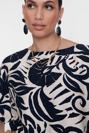 Geisha Top flower bi-color navy/off-white 63236-26