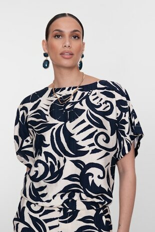 Geisha Top flower bi-color navy/off-white 63236-26