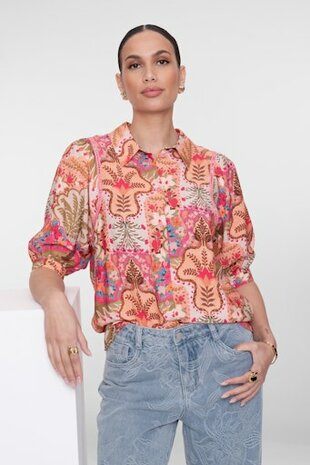 Geisha blouse pink, cherry red 63192-20