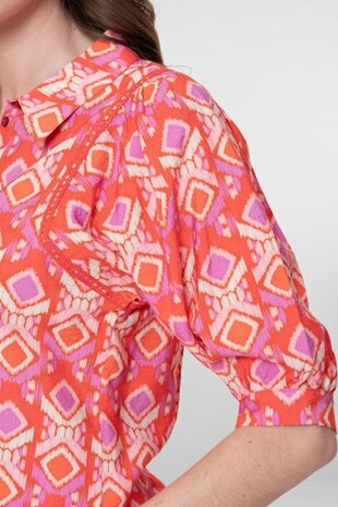 Geisha blouse manderine red, Ecru 63195-20