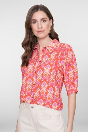 Geisha blouse manderine red, Ecru 63195-20