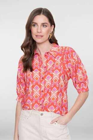 Geisha blouse manderine red, Ecru 63195-20