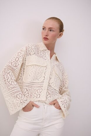 Vila vimerinda crochet l/s shirt - noos Birch