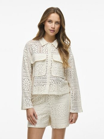 Vila vimerinda crochet l/s shirt - noos Birch