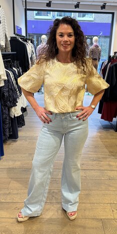 Tramontana Palm Jacquard Top  StoneJacquard