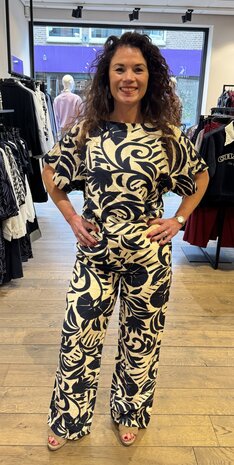 Geisha Top flower bi-color navy/off-white 63236-26