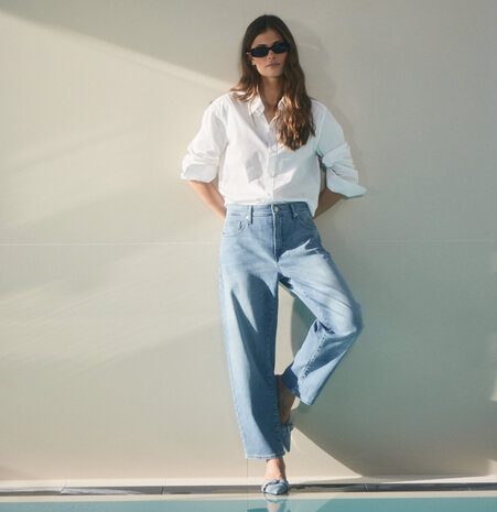 Mac Danni barrel jeans D411 scissor blue destroyed