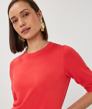 Esqualo Sweater s/slve r/neck basic knit Chili Red