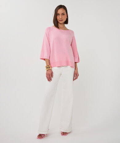 Esqualo Sweater wide sleeve basic knit Romance Rose
