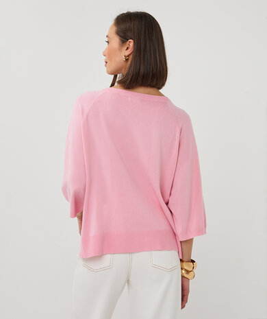 Esqualo Sweater wide sleeve basic knit Romance Rose