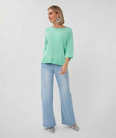 Esqualo Sweater wide sleeve basic knit Mint Green
