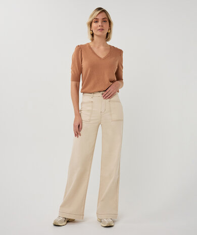 Esqualo Sweater s/slve v/neck basic knit Cappuccino