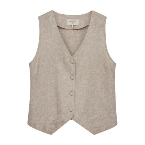 Freequent fqlavasi-waistcoat Sand Melange met zilver draad