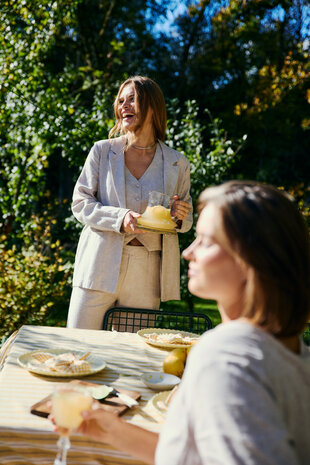 Freequent fqlavasi-waistcoat Sand Melange met zilver draad