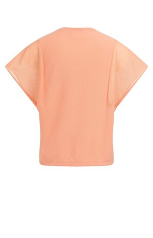 Yaya Sweater with transparent short sleeves peach palazzo orange