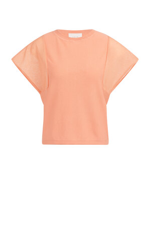 Yaya Sweater with transparent short sleeves peach palazzo orange