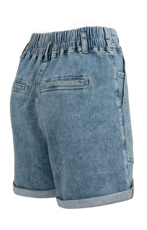 Yaya Loose fit worker shorts mid blue denim