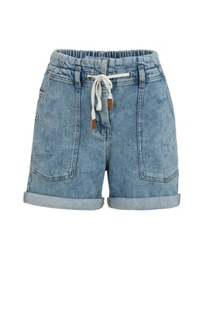 Yaya Loose fit worker shorts mid blue denim