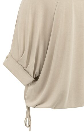 Yaya Jersey top with pleated sleeves crockery brown