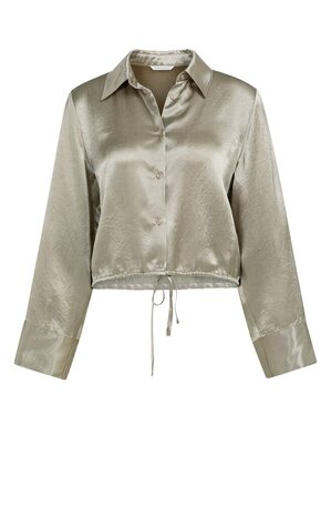 Yaya Crinkle blouse with drawstring crockery brown