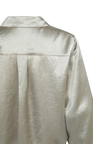 Yaya Crinkle blouse with drawstring crockery brown